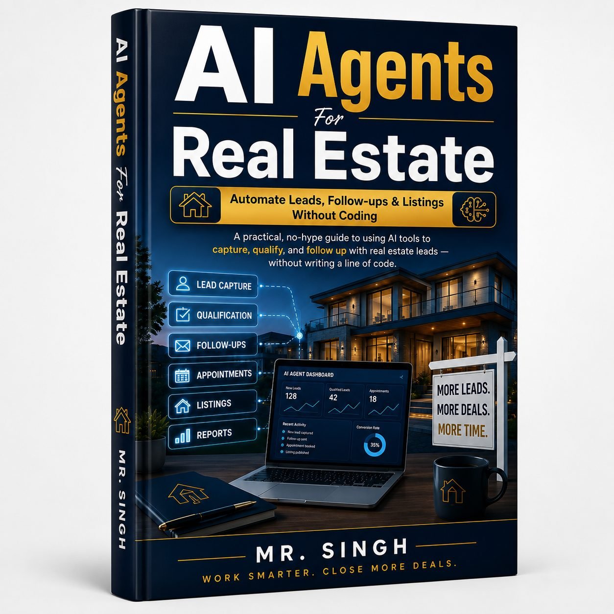 AI Agents for Real Estate Agents — hardcover mockup